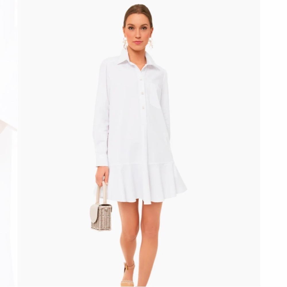 Tuckernuck White Ruffle Hem Shirt Dress